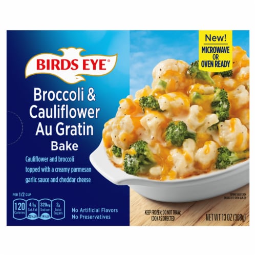 Birds Eye Broccoli & Cauliflower Au Gratin Bake Frozen Side Perspective: back