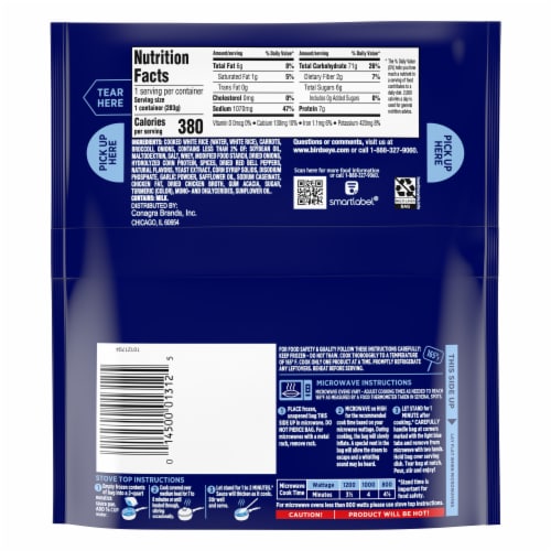 Birds Eye Steamfresh Seasoned Chicken Flavored Rice Frozen Sides Perspective: back