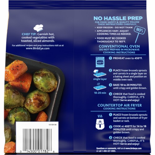 Birds Eye Oven Roasters Frozen Brussels Sprouts & Carrots Perspective: back
