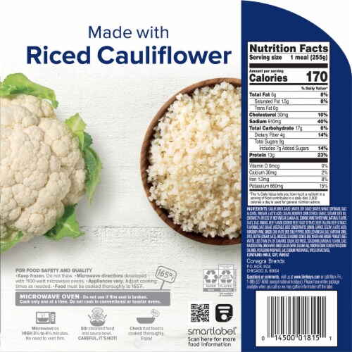 Birds Eye Veggie Made Beef and Broccoli Bowl with Riced Cauliflower Frozen Meal Perspective: back