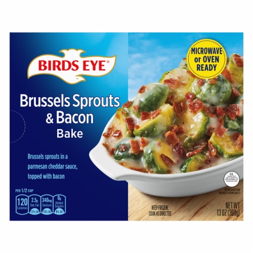 Birds Eye Brussels Sprouts And Bacon Bake Frozen Vegetable Perspective: back