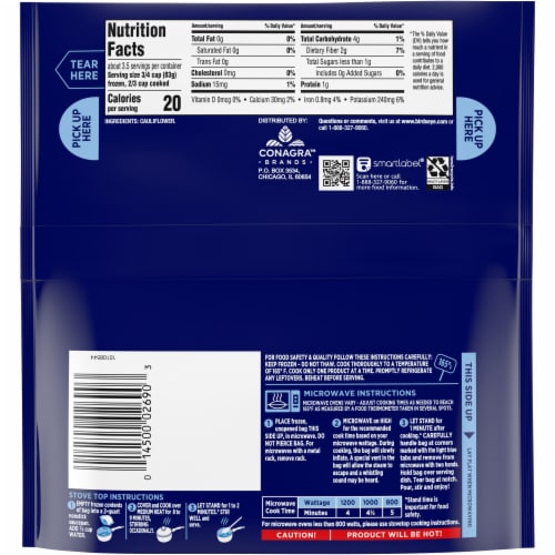 Birds Eye® Steamfresh Veggie Made Frozen Riced Cauliflower Perspective: back