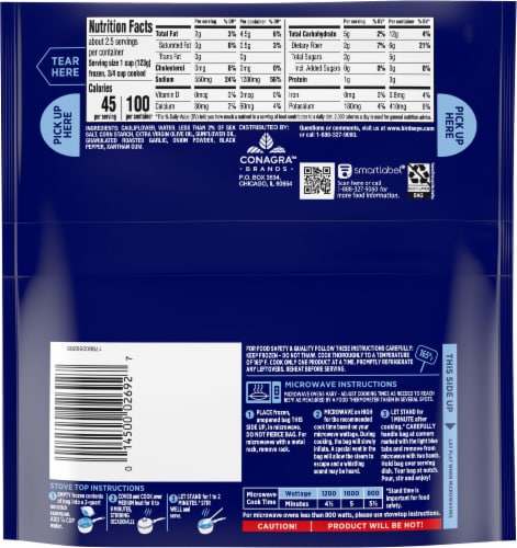 Birds Eye® Steamfresh Frozen Roasted Garlic Riced Cauliflower Perspective: back
