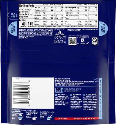 Birds Eye® Cheddar Cheese Sauce Rices Broccoli Frozen Side Dish Perspective: back