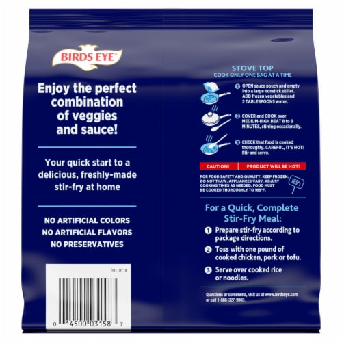 Birds Eye® Stir Fry Veggies and Sauce Teriyaki Frozen Vegetables Perspective: back