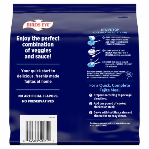 Birds Eye Fajita Veggies & Sauce Frozen Meal Perspective: back