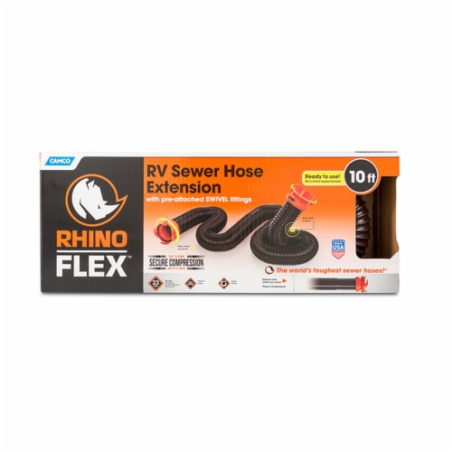 Camco RhinoFLEX Sewer Horse Extension with Swivel Bayonet & Lug Perspective: back