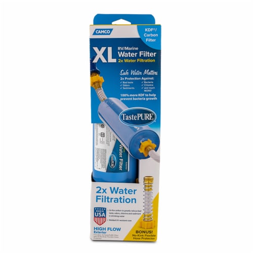 Camco TastePURE XL Recreational Vehicle Water Filter - Blue Perspective: back