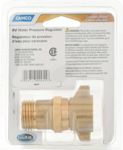 Camco 3/4 In. 40 - 50 psi Brass RV Water Regulator 40055 Perspective: back