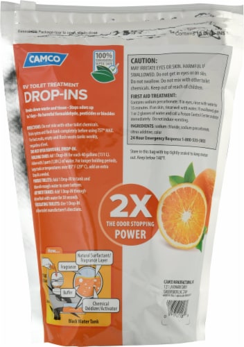 Camco® TST® Max Orange Rv Toilet Treatment Drop-Ins™ Perspective: back