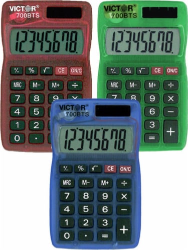Victor Technology 8-Digit Dual Powered Large LCD Handheld Calculator - Assorted Perspective: back