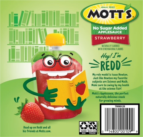 Mott's Unsweetened Strawberry Applesauce Pouches Perspective: back