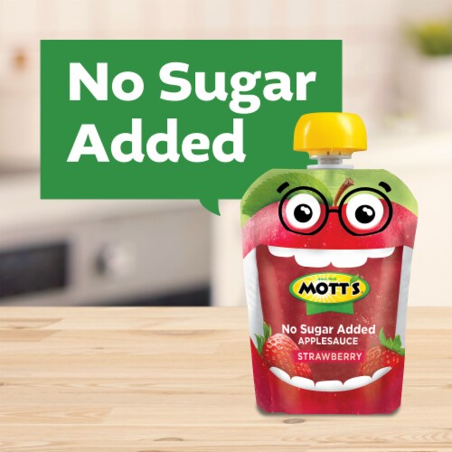 Mott's No Sugar Added Strawberry Applesauce Clear Pouches Perspective: back