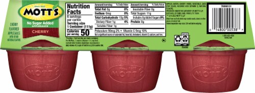 Mott's Unsweetened Cherry Applesauce Cups 6 Count Perspective: back