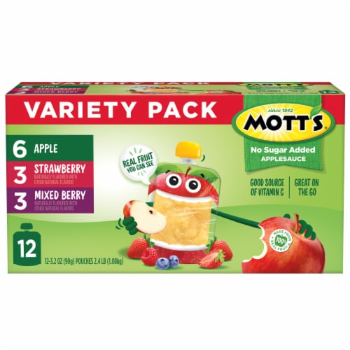 Mott’s No Sugar Added Applesauce Pouches Variety Pack Perspective: back