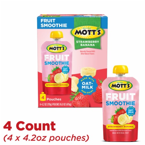 Mott's Strawberry Banana Non-Dairy Oat Milk Fruit Smoothie Pouches Perspective: back