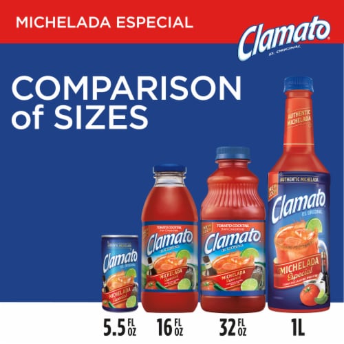 Clamato Michelada Especial Cocktail Mixer Bottle Perspective: back