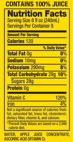 Mott's Natural 100% Apple Juice Perspective: back