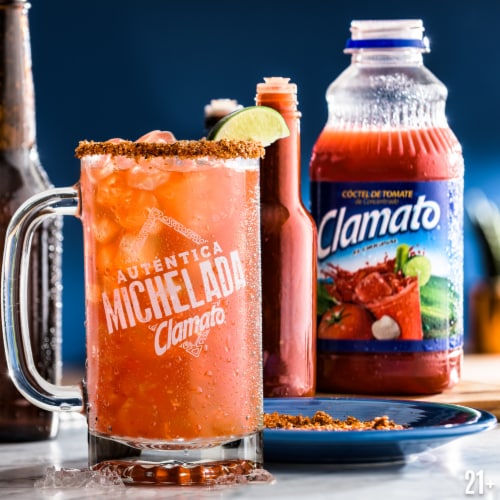 Clamato Original Tomato Cocktail Mixer Bottle Perspective: back