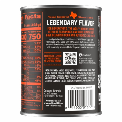 Wolf Brand Angus With Beans Chili Perspective: back