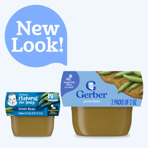 Gerber 1st Foods Natural for Baby Baby Food Green Bean 2 oz Tubs (2 Pack) Perspective: back