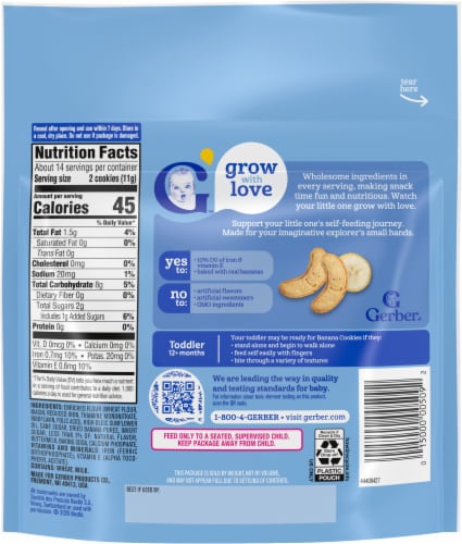 Gerber® Banana Cookies Toddler Snack Bag Perspective: back