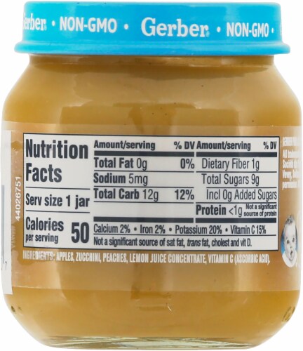 Gerber® Natural 2nd Foods Apple Zucchini Peach Stage 2 Baby Food Perspective: back