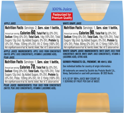 Gerber® Baby Fruit Juice Variety Pack Perspective: back