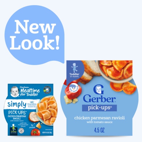 Gerber Pick-Ups Chicken and Parmesan Cheese Ravioli in Tomato Sauce Toddler Meals Tray Perspective: back