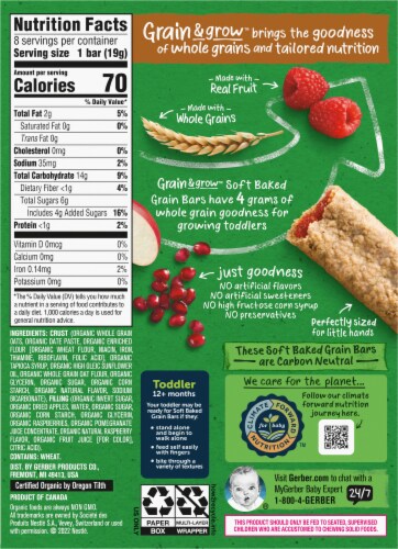 Gerber® Organic Grain & Grow Raspberry Pomegranate Soft Baked Bars Snack Perspective: back