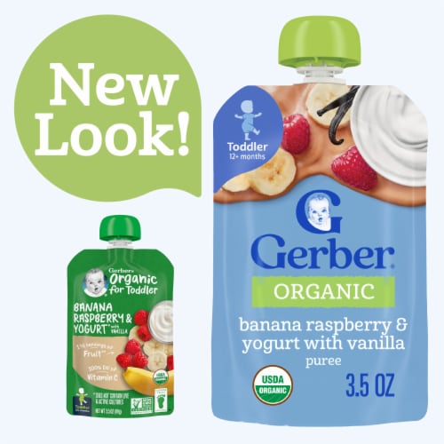 Gerber® Organic Toddler Banana Raspberry & Yogurt with Vanilla Pouch Perspective: back