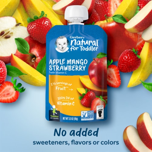 Gerber® Apple Mango Strawberry Toddler Baby Food Pouch Perspective: back