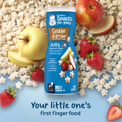 Gerber Crawler Puffs Strawberry Apple Cereal Snack 1.48 oz