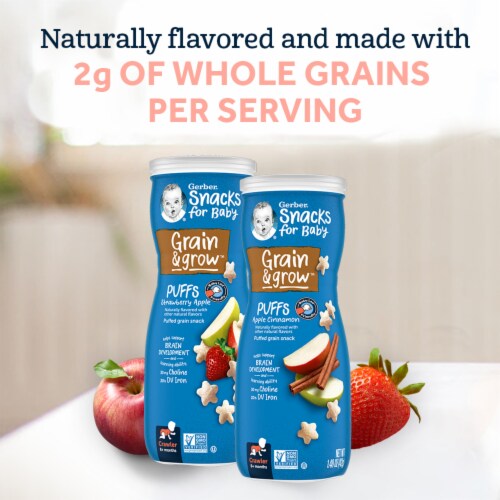Gerber Snacks for Baby Grain and Grow Puffs Apple Cinnamon Perspective: back