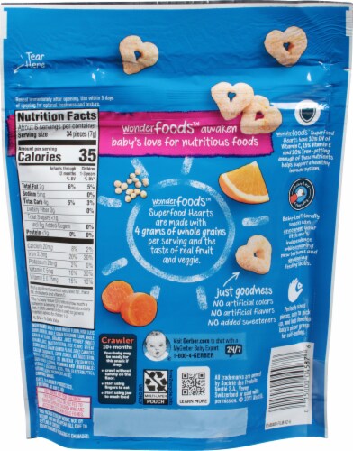 Gerber® Wonderfoods™ Superfood Hearts Quinoa Orange Carrot Snack Perspective: back