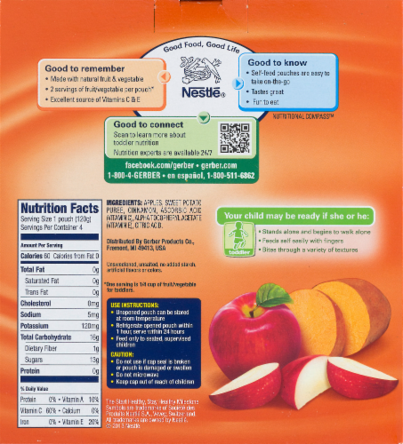 Gerber Graduates Grabbers Fruit Pouch - Apple & Sweet Potato with Cinnamon Perspective: back