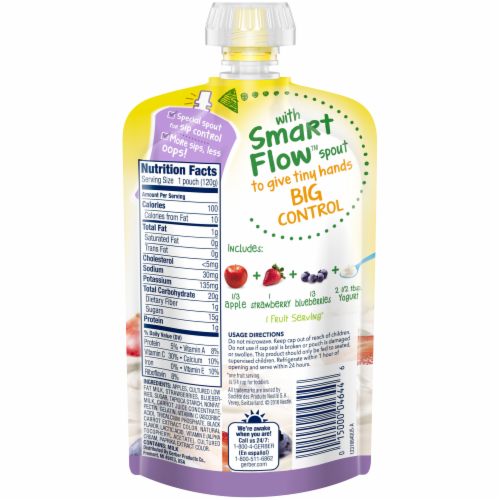 Gerber Grabbers Very Berry Fruit & Yogurt Pouch Perspective: back