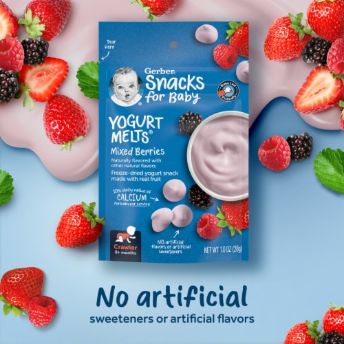 Gerber Crawler Yogurt Melts Mixed Berries Freeze-Dried Yogurt Snack Perspective: back
