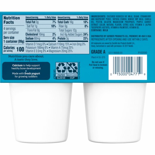 Gerber Yogurt Blends Mixed Berry Toddler Snack Perspective: back