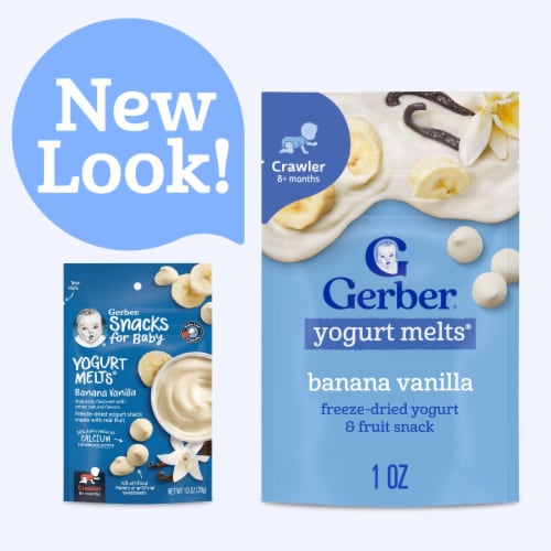 Gerber Stage 3 Baby Food Snacks Banana Vanilla Yogurt Melts Baby Led Feeding Perspective: back