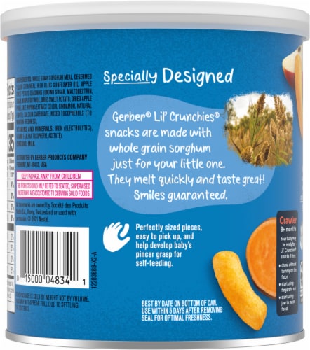 Gerber Crawler Lil' Crunchies Apple Sweet Potato Baked Corn Snack Perspective: back