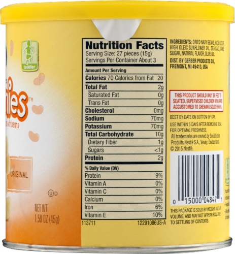 Gerber Lil' Beanies Original Baked Snack with Beans Perspective: back