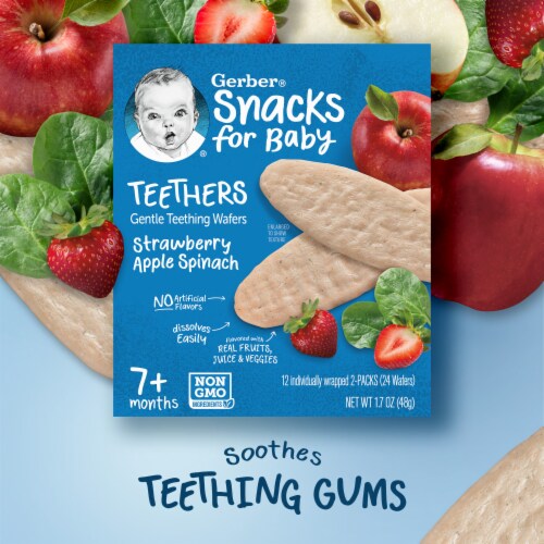 Gerber Snacks for Baby Teethers Strawberry Apple Spinach Perspective: back
