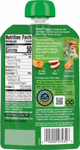 Gerber® Organic Apple Carrot Squash Sitter Pouch Perspective: back
