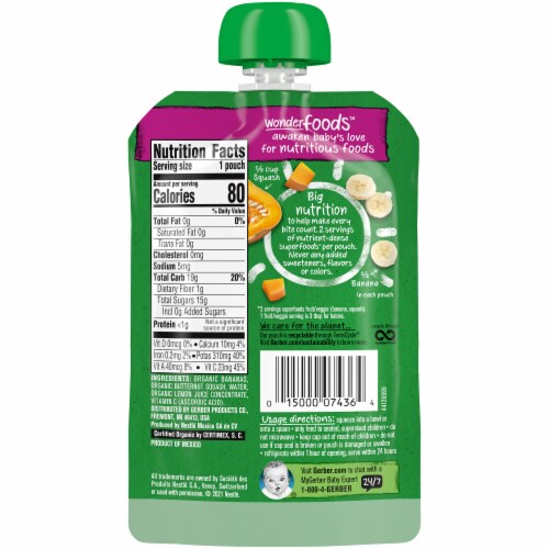 Gerber® Organic 2nd Foods Banana Squash Stage 2 Baby Food Perspective: back