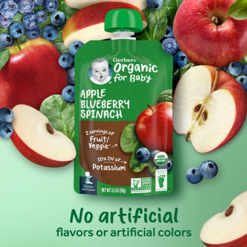 Gerber® Organic 2nd Foods Apple Blueberry & Spinach Stage 2 Baby Food Pouch Perspective: back