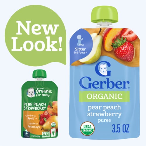 Gerber® Organic 2nd Foods Pear Peach Strawberry Stage 2 Baby Food Perspective: back
