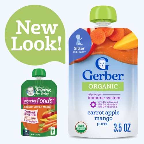 Gerber 2nd Foods Baby Food Organic for Baby Wonder Foods Baby Food Carrot Apple Mango Perspective: back