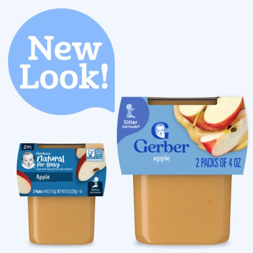 Gerber Stage 2 Baby Food Apple Puree Tubs Baby Puree Perspective: back