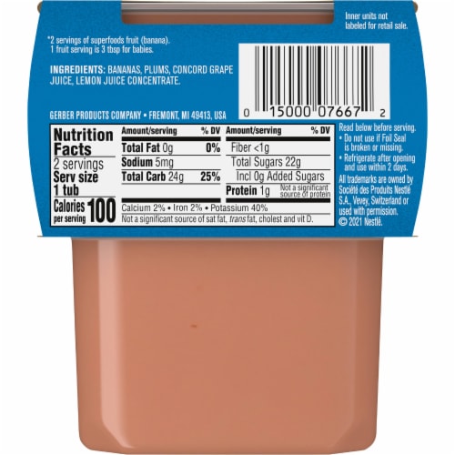 Gerber® 2nd Foods® Banana Plum Grape Baby Food Perspective: back